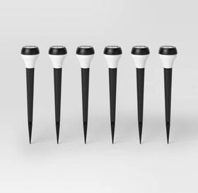 88012765 Room Essentials Solar Led Outdoor Path Lights Matte Black - 6pk Round Nwt