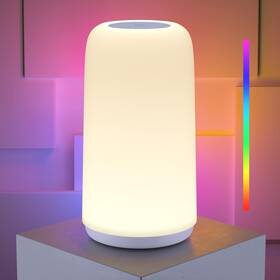 Rootro 739437396539 Touch Bedside Table Lamp Sleek Design And Rgb Mode 3 Way Dimmable Sma