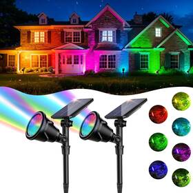 Roshwey 192802676092 Solar Spot Lights Outdoor 7 Colors Halloween Christmas Waterproof