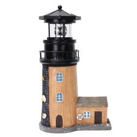 Dengta03 Rosycoud Solar Lighthouse With Rotating Beacon 11.1 Inch Outdoor Brown