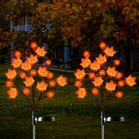 Zs1583 Sakayo 2 Pack Fall Decor Solar Lights Outdoor Thanksgiving Decorations With 3d M