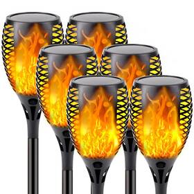 Sanjicha 791360114895 Upgraded Solar Lights Outdoor 6 Pack Flickering Flame Torch Wit