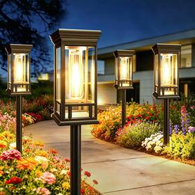 Sanjicha 975930182444 12 Pack Solar Pathway Lights Waterproof Outdoor Garden Path