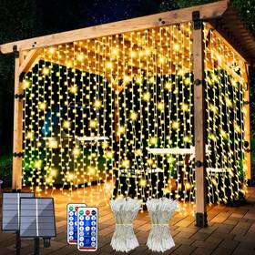 Sdukeji 313106448400 2 Pack Upgraded Solar Curtain Lights Remote Control Outdoor Garden 300 L