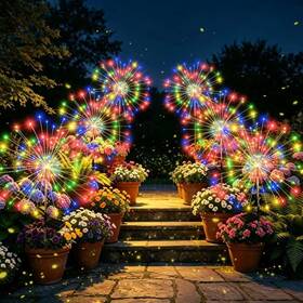 Seewelumi 699838345492 Solar Garden Lights Outdoor Decorative 6pack 120 Led Firework Waterproofsolar