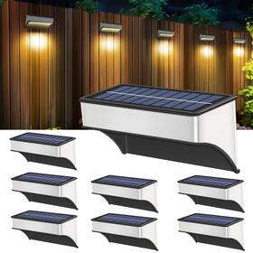 Senlukit 702401736822 Solar Fence Lights Outdoor 8 Pack Waterproof Bright 60 Lumen Led Aluminum Al