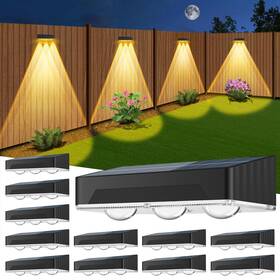 B0f8mxcnxb Senlukit Solar Fence Lights Outdoor 12 Pack Upgraded High Brightness 3 Led Spot Lens Wate