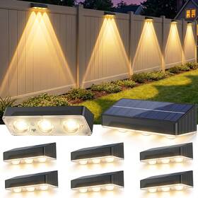 Stbd-8 Senlukit Solar Fence Lights Outdoor 8 Pack Waterproof Upgraded Brightness 3 Led Lens S