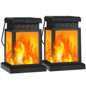 Shumi 768447228066 2 Pack Hanging Solar Outdoor Lights Flickering Flame Wa