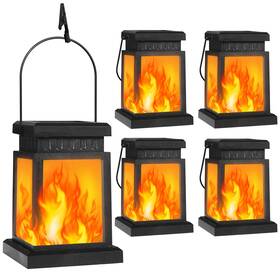 Shumi 768447228097 4 Pack Hanging Solar Lantern Outdoor Lights Flickering Flame Lanterns