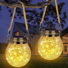 Hsl240 Shumi Solar Lantern Crackle Glass Ball 2 Pack Garden Hanging Lights Outdoor Wate