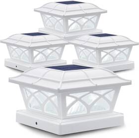 Siedinlar Sd012-4pk Solar Post Cap Lights Outdoor Glass 2 Color Modes 8 Leds For 4x4