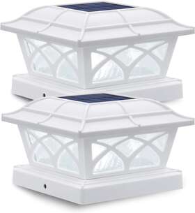 Siedinlar Sd012w-2pk Solar Post Lights Outdoor 2 Modes Led Fence Deck Cap Light For 4x4 5x5 Pack