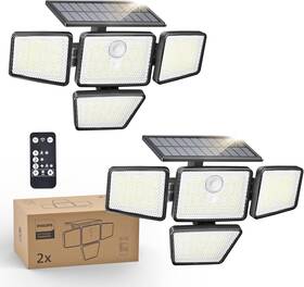 Signify 046677608347 Philips Solar Security Light Outdoor 196 Led Wall-mounted Flood With Pir Mot