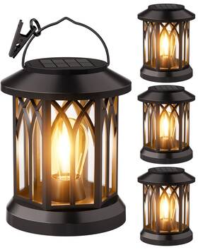 Simlix 742985241213 Solar Lanterns Outdoor Waterproof 4-pack Hanging Lights 4 Pack Black
