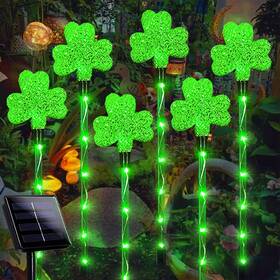 Yn005 Slttxntt Shamrock Solar Lights For St Patricks Day Decorations Outdoor Waterproof 6pack