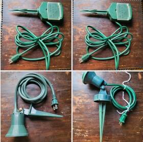 Fhgl-1 Smart Electrician 2 Spike Stake Light Floodlight 6ft Cord Pivot And 3 Outlet