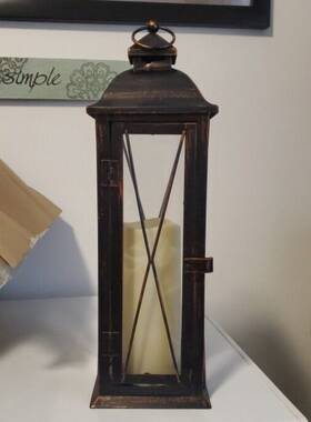 84036-lc Smart Living 16 Inch Glass/metal Siena Bronze Led Candle Lantern