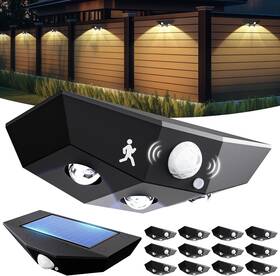 25ssl0112bc01us Smartdany Solar Fence Lights 12 Pack Motion Sensor Outdoor Light With 3 Sided Lighting 6