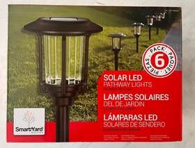1900546 Smartyard 15-lumen Solar Pathway Lights Aluminum And Glass 6 Pack New/sealed