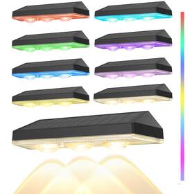 Djhw434 Soiarllt Solar Fence Lights Outdoor Warm White And Rgb 7 Color Changing Ip65 Waterproo