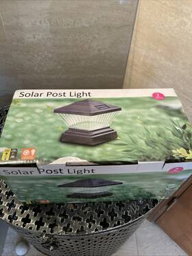 Solar 714160215005 Black Post Light 2 Pack Bright White Led - New In The Box