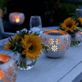 Solar Fire Bowl 857122008700 5.4 Inch 4-pack Decorative Metal Patio Light With Flicker