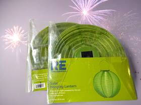 90571 Solar Lantern 2 X Hanging Designed For Outdoors Lime Green 10 Inch Diameter New