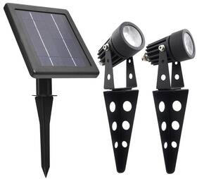 Slm81230 Solar Light Mart Mini 50x Twin Solar-powered Cast Aluminium Warm White Led Spotlight 60-100 Lu