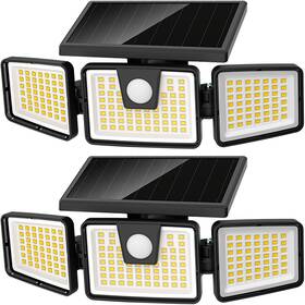 15862 Solar Lights Outdoor 2x Powered Motion Sensor Security Wall Black