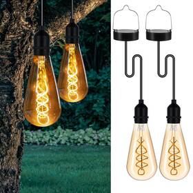 Solarmory 683132901485 Hanging Solar Lights Glass Edison Bulbs Powered Lantern Outdoor Waterpr