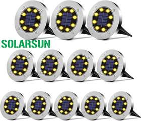 Solarsun 732214424043 12-pack Outdoor Solar Powered Ground Lights For Landscape Garden Lawn