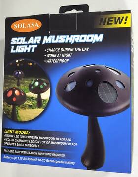 Solasa 810025095253 Solar Led Multicolor - Mushroom Light 15.75 Inch Single Pack