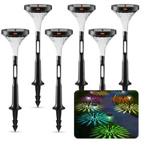 Ip65 Solebell 791466981865 Solar Outdoor Pathway Light Multicolored 10 Modes Rgb Color Changing W