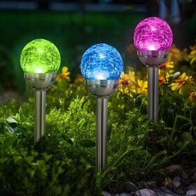 6943 Solpex Ideaisdecos Solar Crackle Glass Ball Light Set 3 Pack It Works With Batteries