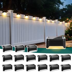 8743 Solpex Solar Deck Lights Outdoor 16 Pack Step Light Black