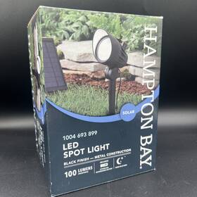 Spot Light 842674049509 Hampton Bay Solar Power Led 100 Lumens Black Turns On At