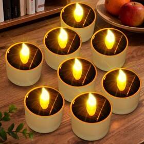 Stadeco 008678931992 Solar Tea Lights Outdoor Waterproof Rechargeable Flameless Lamp 8 Pack