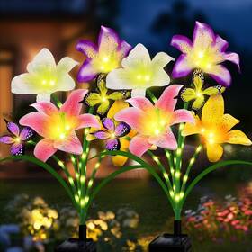 Hzdcd-2 Stadeco Solar Garden Lights 2 Pack With 8 Lilies Outdoor Decorative Flower For