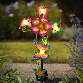 Sxf-szj-hd-1p Stadeco Solar Cross Garden Lights Butterfly Stake Cemetery Decorations For