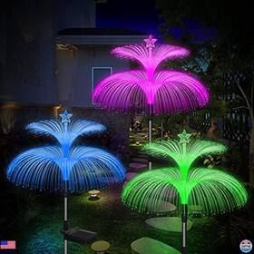 B0bvw2gvq7 Stanley 3 Pack Solar Garden Lights Color Changing Waterproof Jellyfish Star Flower Decor