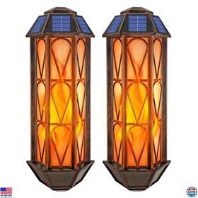 B0d16tyvyv Stanley Solar Flame Wall Sconce Lights 74 Led Flickering Waterproof 2 Pack
