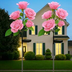 Ds-vhj-66 Starrymine 2 Pack Realistic Solar Rose Lights Flower Stake With 10 Roses For Outdoor Ga