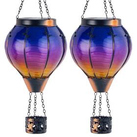 Dy49011513-2 Starsoul Solar Hot Air Balloon Outdoor Glass Lantern 2-pack Flickering Lights