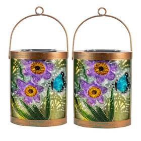 Jh49121822 Starsoul 2 Pack Hanging Solar Lantern Outdoor Waterproof Glass Butterfly Butterfly-b