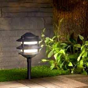 Gl33007bk Sterno Home Tiered Outdoor Led Pathway Lantern Aluminum Black Low Voltage 11.75 Inch