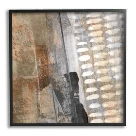 Stupell Industries 196216450910 Abstract Pathway Industrial Shape Composition Rust Tone Black Framed Wall Art