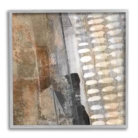 Ak-388 Stupell Industries 24x24 Abstract Pathway Industrial Shape Composition Rust Tone Grey Framed Wall Art
