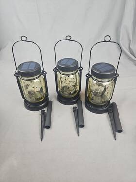 Styleonme 765133200719 3x Solar Lantern Decor Outdoor Suspension Placement Grounding 3in1