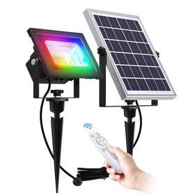 Sunbonar 789605830525 Rgb Solar Flood Lights Outdoor Spotlight 7 Singe Colors And Color Changing S